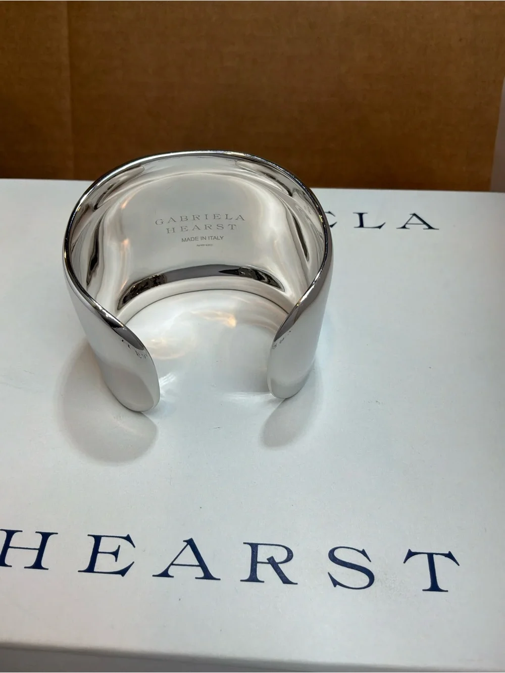 NIB Gabriela Hearst Polished Silver Wide Cuff Bangle AG925 Solid Silver